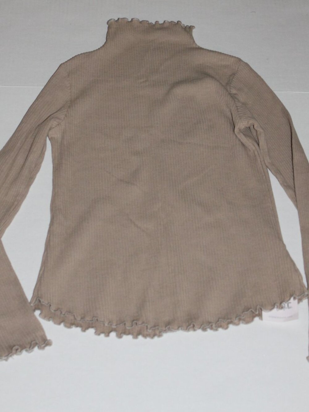 NWT Tan Funnel Neck Ribbed Top - Picture 4 of 5
